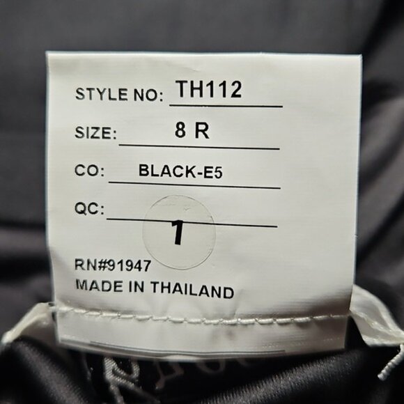 Thread Skinny Strap Deep V-Neck Crepe Trumpet Gown Front Slit Size 8 New Black - Picture 10 of 11